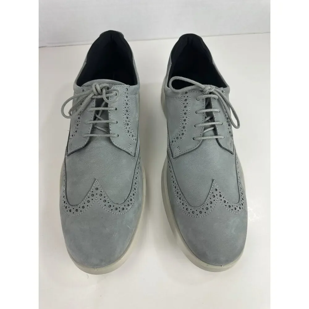 ECCO S Lite Hybrid Grey Oxford Wingtip Shoes Nubuck Brogue EU 45 Men's US 11 - Picture 2 of 16